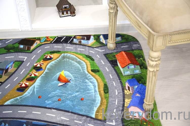 Детский развивающий 3D ковер с дорогами ГОРОДОК в морской бухте 86134 Детский развивающий 3D ковер с дорогами ГОРОДОК в морской бухте 86134