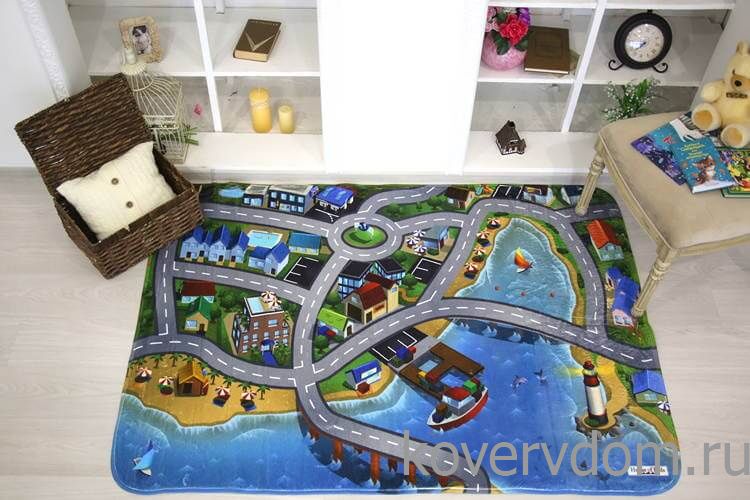 Детский развивающий 3D ковер с дорогами ГОРОДОК в морской бухте 86134 Детский развивающий 3D ковер с дорогами ГОРОДОК в морской бухте 86134