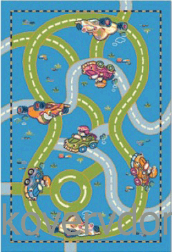 Детский ковер Гоночная трасса голубой 