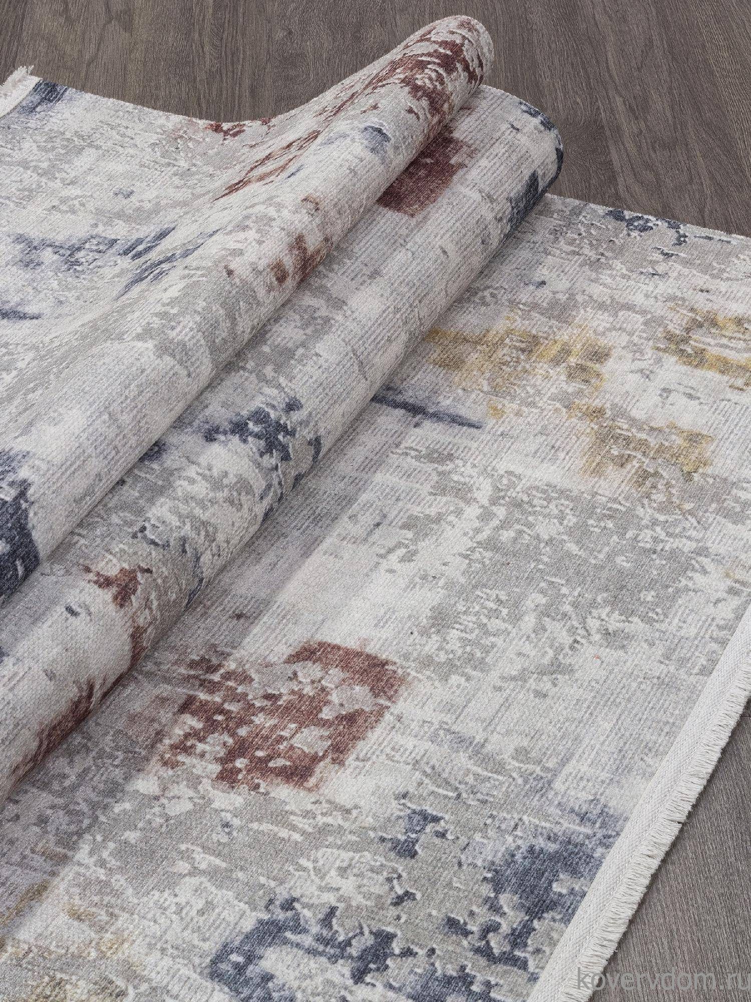 Ковер из полиэстера ЛОТУС AB105A СЕРЫЙ / КРАСНЫЙ