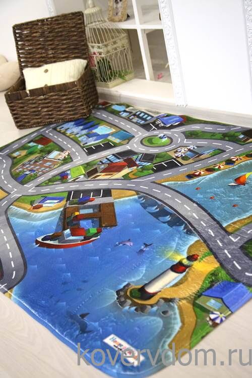 Детский развивающий 3D ковер с дорогами ГОРОДОК в морской бухте 86134 Детский развивающий 3D ковер с дорогами ГОРОДОК в морской бухте 86134