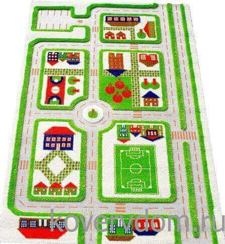 Детский развивающий игровой рельефный 3D ковер Городской Траффик зеленый Детский развивающий игровой рельефный 3D ковер Городской Траффик зеленый